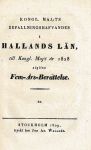 Befallningshafvaren i Hallands län, 5-årsberättelse, 1828