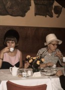 1968 Märta 50 år, kaffé i Köpenhamn, Christina, Märta och Göte